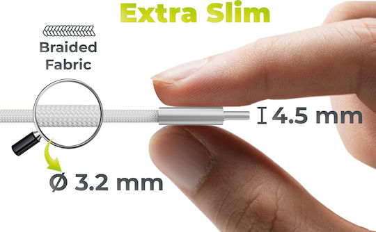 Mobile Origin Braided USB 2.0 Video Cable USB-C Male - USB-C 60W PD White 1m MO-USC-CB11-WHT