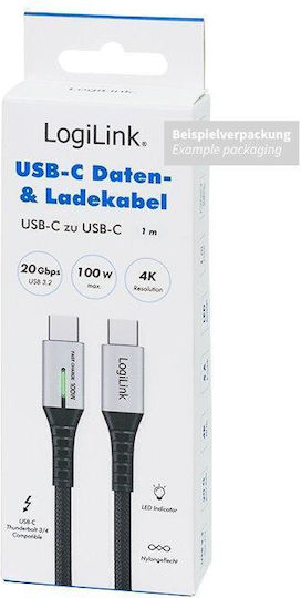 LogiLink USB 3.2 Cable USB-C male - USB-C 100W PD Μαύρο 1m CU0432