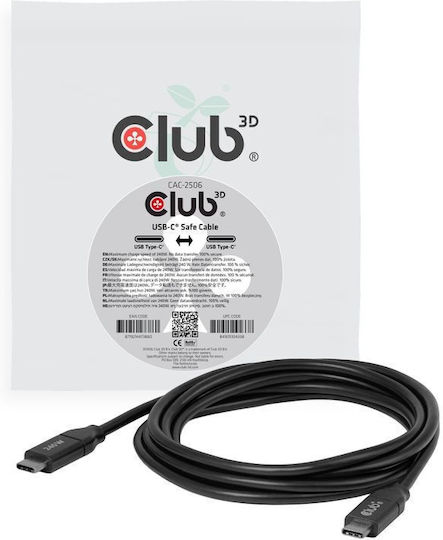 Club3D USB 2.0 Cable USB-C Male - USB-C 240W Black 3m CAC-2506