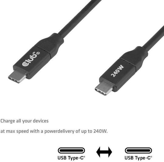Club3D USB 2.0 Cable USB-C Male - USB-C 240W Black 3m CAC-2506