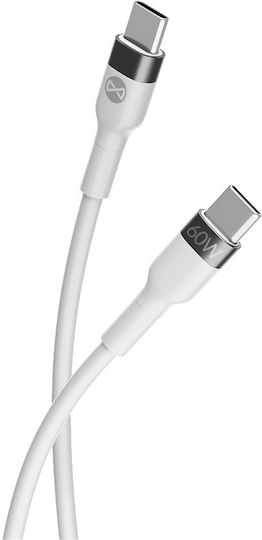 Forever Редовна USB 2.0 Кабел USB-C мъжки - USB-C мъжки 60W Бял 2м