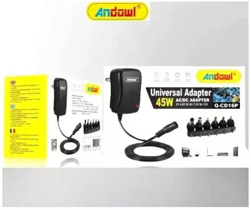 Andowl Q-CD16P Универсално Захранващо Блокче с Регулируемо Напрежение 3 до 9V с Мощност 45W с 6 Букси