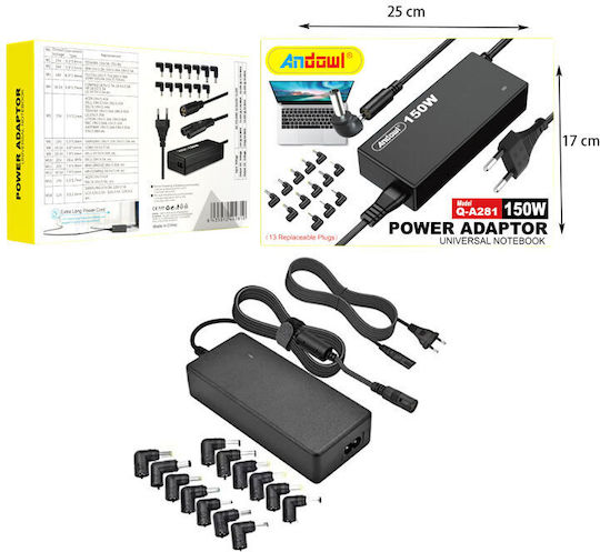 Andowl Universal Power Adapter With Power 150W With Plug Set Q-A281