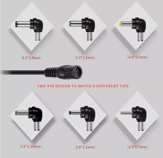 Minwa Universal Τροφοδοτικό Ρυθμιζόμενης Τάσης 3 έως 12V με Ισχύ 30W με 6 βύσματα (05.05.0025)