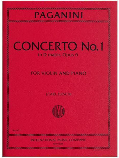 Paganini Niccolo Concerto Violin No 1 In D Major Op 6