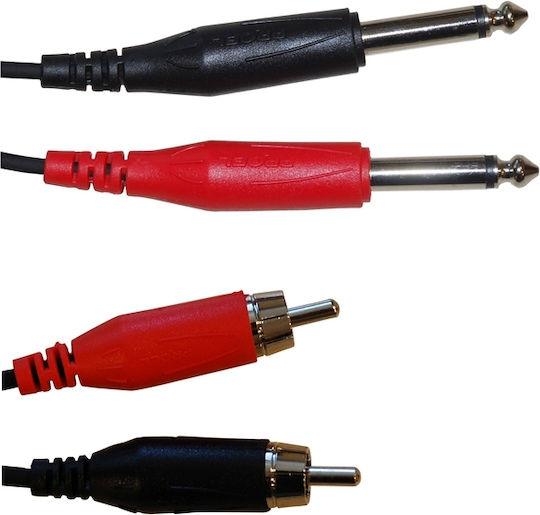 Proel Kabel 2x 6,3mm Stecker - 2x RCA-Stecker 3m Schwarz (BULK555LU3)