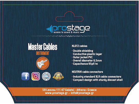 Prostage Cable 6.3mm male - 6.3mm male 3m (TMG-03)