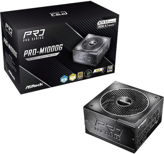 ASRock PRO-M1000G 1000W Black Power Supply Full Modular 80 Plus Gold