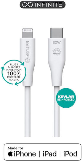 eSTUFF USB-C to Lightning Cable Λευκό 1m (ES602170-BULK)