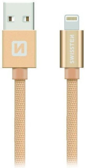 Swissten Braided USB-A to Lightning Cable Gold 2m