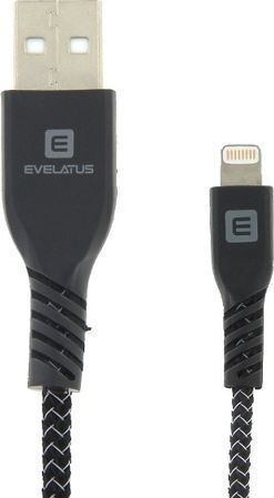 Evelatus MFI02 Împletit USB-A la Cablu Lightning Negru 1m