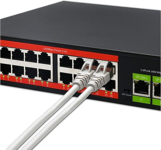 Qoltec 52291 L2 PoE Switch with 16 Ethernet Ports and 1 SFP Port