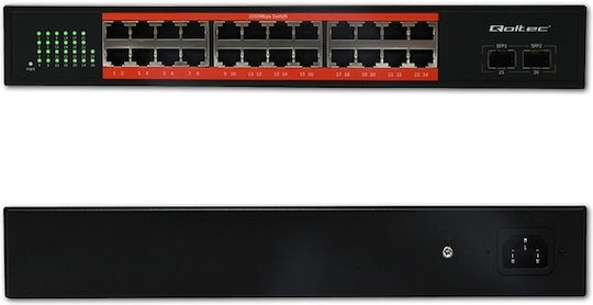 Qoltec 52365 L2 PoE Switch mit 24 Gigabit (1Gbps) Ethernet-Ebene Ports