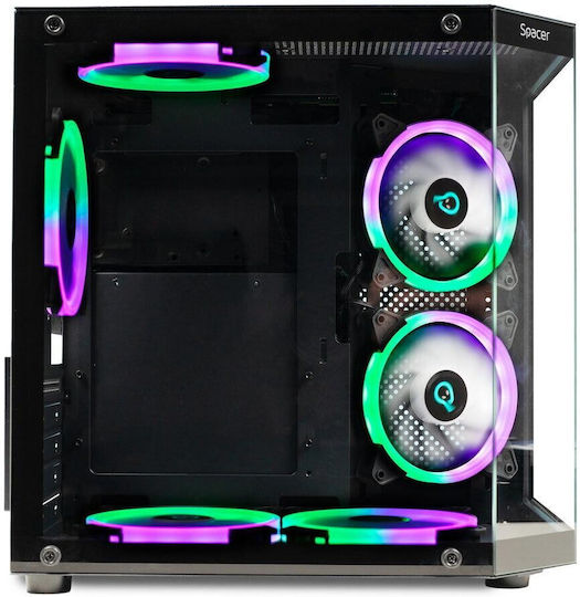 Spacer Aquarium Gaming Mini Tower Carcasă PC Cu Deschidere Laterală Neagră