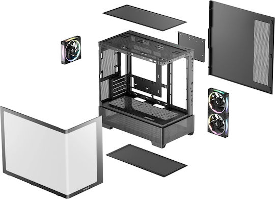 Deepcool CG380U 3F Gaming Micro Tower Computer Case with Side Window and ARGB Lighting Black