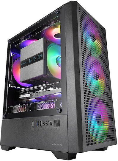 Mars Gaming MC-VECTOR Gaming Micro Tower Κουτί Υπολογιστή με RGB Φωτισμό Μαύρο