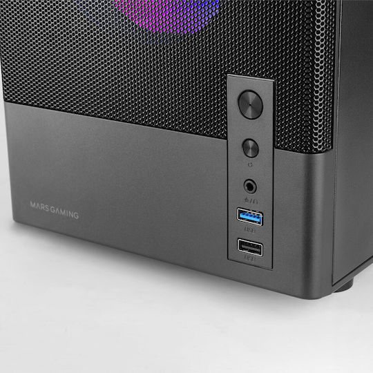 Mars Gaming MC-ONYX Gaming Mini-Turm Computergehäuse mit Seitenfenster und ARGB-Beleuchtung Schwarz