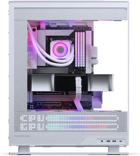 Phanteks Evolv X2 Matrix Геймърско бюро Midi Tower Компютърна кутия със страничен прозорец и RGB осветление Бял