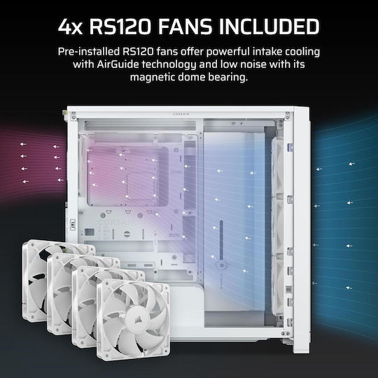 Corsair Frame 4000X RS Gaming Midi Tower Computer Case with Side Window and ARGB Lighting White
