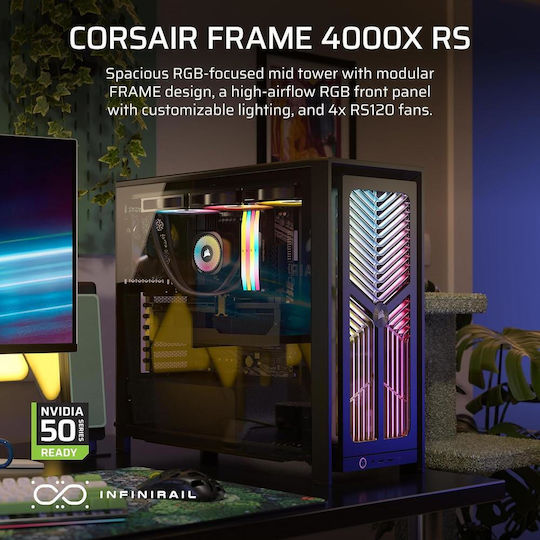 Corsair FRAME 4000X RS Gaming Middle Tower Carcasă PC cu Fereastră Laterală Neagră