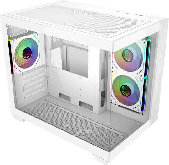 CoolerMaster Elite 481 Wood Gaming Mini Tower Computer Case with Side Window and ARGB Lighting White