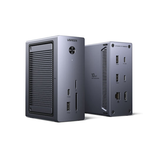 Ugreen Cm923 USB-C Докинг станция с 4K PD Ethernet Сив