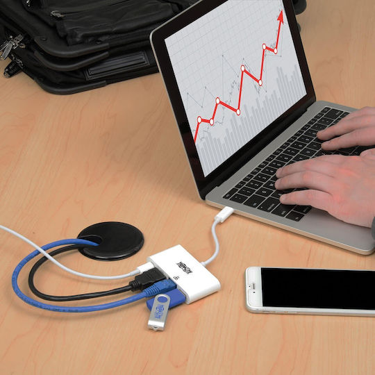 Eaton USB-C Докинг Станция с HDMI Ethernet Бяла