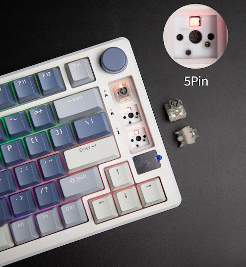 Royal Kludge RK-M75 Wireless Gaming Mechanical Keyboard 75% with Custom Brown switches and RGB lighting (English US) Blue