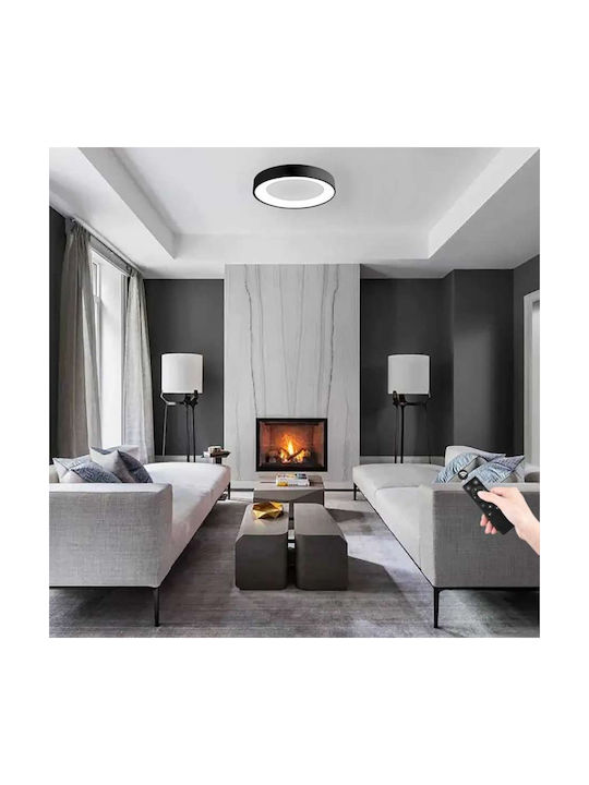Atman Tenerife Ceiling Mount Light 50cm Black with Integrated LED and Remote Control