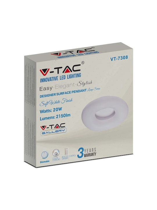 V-TAC Ceiling Mount Light 30cm White with Integrated LED and Remote Control