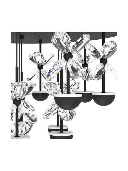 Eglo Pianopoli Ceiling Mount Light 50cm Black with Integrated LED and Crystals