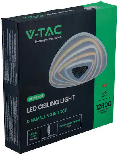 V-TAC Deckenleuchte 50cm Weiß mit Integrierter LED und Fernbedienung