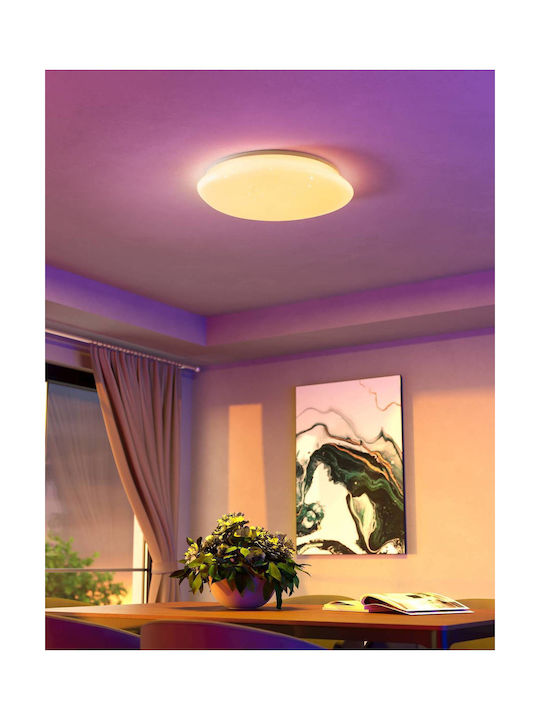 Eglo Sileras Smart Ceiling Mount Light 60cm White with Integrated LED and Remote Control