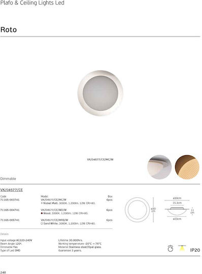 VK Lighting Plafonieră de Tavan Albă cu LED Integrat