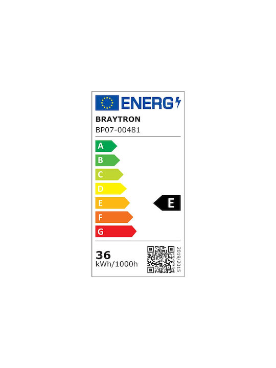 Braytron Jade Πλαφονιέρα Οροφής Μαύρη με Ενσωματωμένο LED
