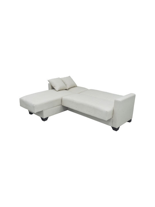 Stashio Colțar Canapea Pat cu Unghi Reversibil și Spațiu de Depozitare Crem 202x143x84εκ.