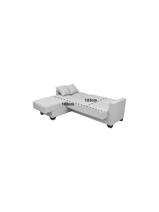 Stashio Colțar Canapea Pat cu Unghi Reversibil și Spațiu de Depozitare Crem 202x143x84εκ.