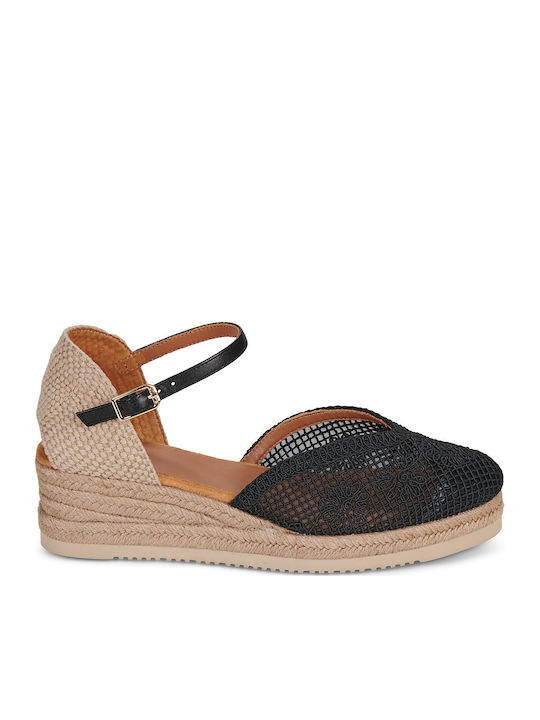 Ceuta Damenplattformen in Stil Espadrilles Schwarz