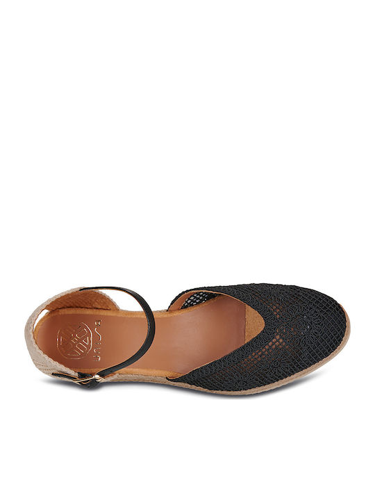 Ceuta Damenplattformen in Stil Espadrilles Schwarz