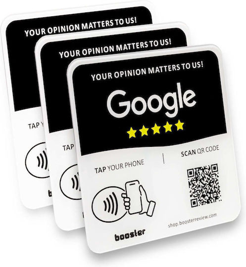 Tap Google Review Plate Tap Instant Reviews Compatible All Phones Reusable Smart Tap Nfc & Qr 12 X 12 Cm Mount Anywhere 3m Adhesive 5-pack
