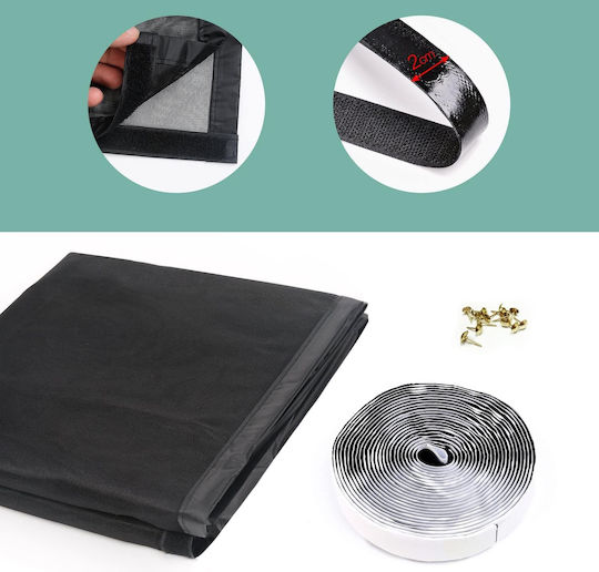 Pet Friendly Door Mosquito Net with Magnetic Clasp Made of Black Polyester 240x140cm