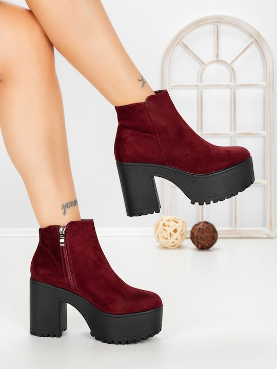 Ghete Dama cu Platformă Burgundy