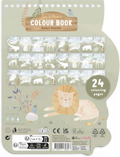 Little Dutch Carte de colorat Leu Safari Friends