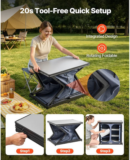 Vevor Aluminum Wardrobe for Camping Foldable 84x51x80cm