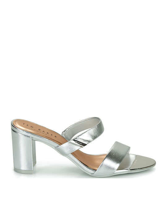 Damen Pantoletten mit Absatz in Silber Farbe 231029-SILBER