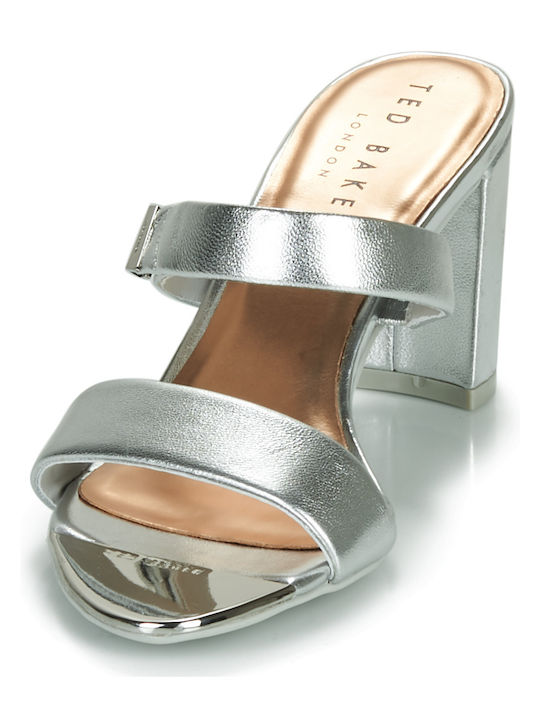 Damen Pantoletten mit Absatz in Silber Farbe 231029-SILBER