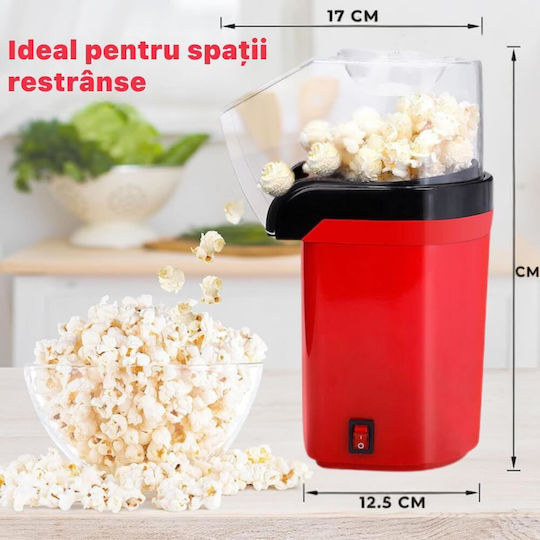 Digikalax Mașină De Popcorn Cu Aer Cald Fără Ulei Preparare În 3 Minute 1200w Recipient Dispenser Boabe Roșu