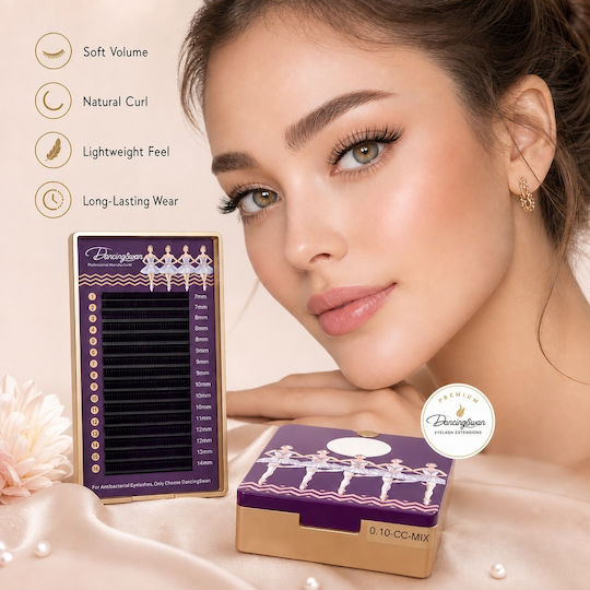 Dancing Swan Cc 0.10 Mm Mixed 7–14 Mm Individual Lash Extensions