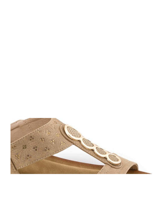 Damen Flache Sandalen Beige