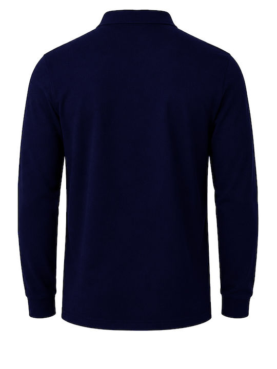 Herrenbluse Langarm Polo Dunkelblau